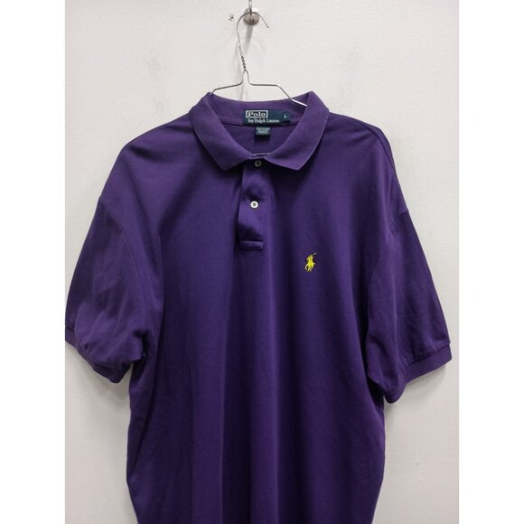 Polo By Ralph Lauren Mens Polo Shirt Large Purple Embroidered Logo Short Sleeve - Picture 2 of 8